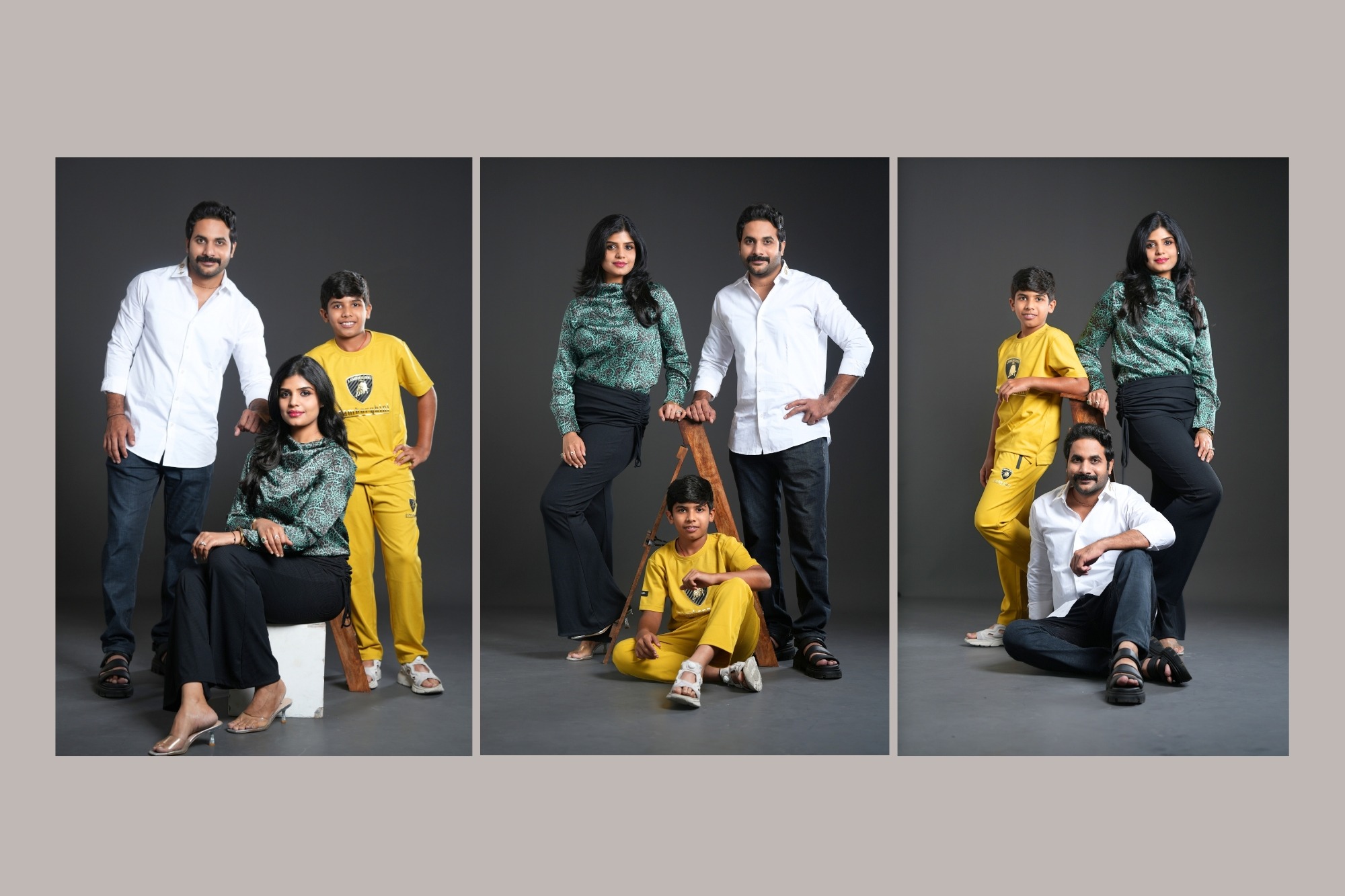 Professional studio family portraits photographed in Hyderabad