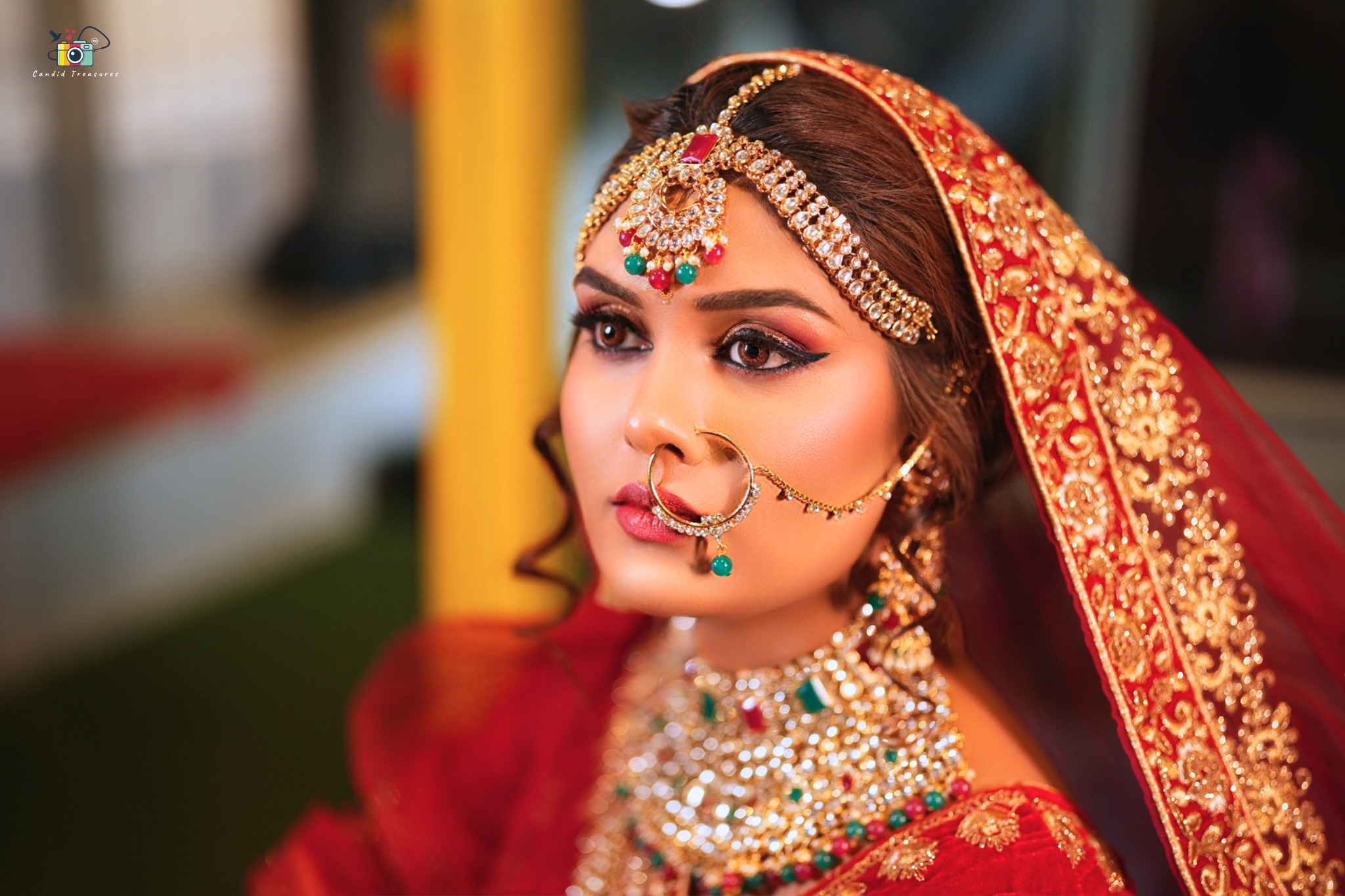 Indian bridal portrait by Candid Treasures, wedding photographer in Hyderabad